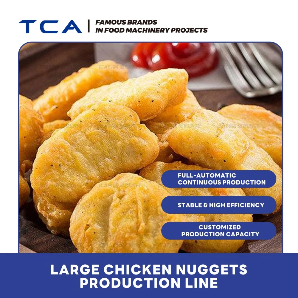 L&iacute;nea de producci&oacute;n de hamburguesas con nuggets de pollo